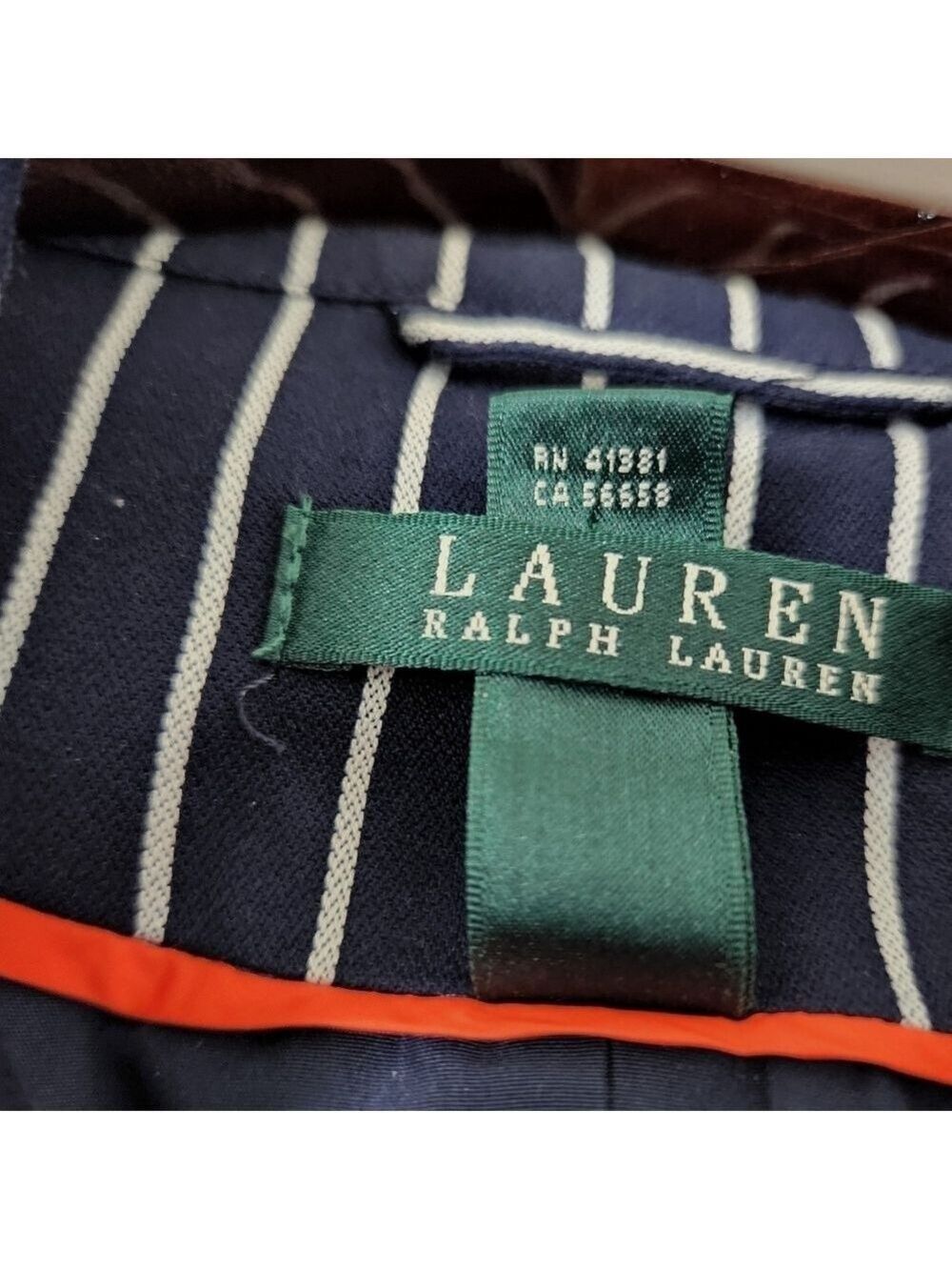 NEW LAUREN RALPH LAUREN NAVY/WHITE PINSTRIPE TRENCH SZ XL - Picture 6 of 12